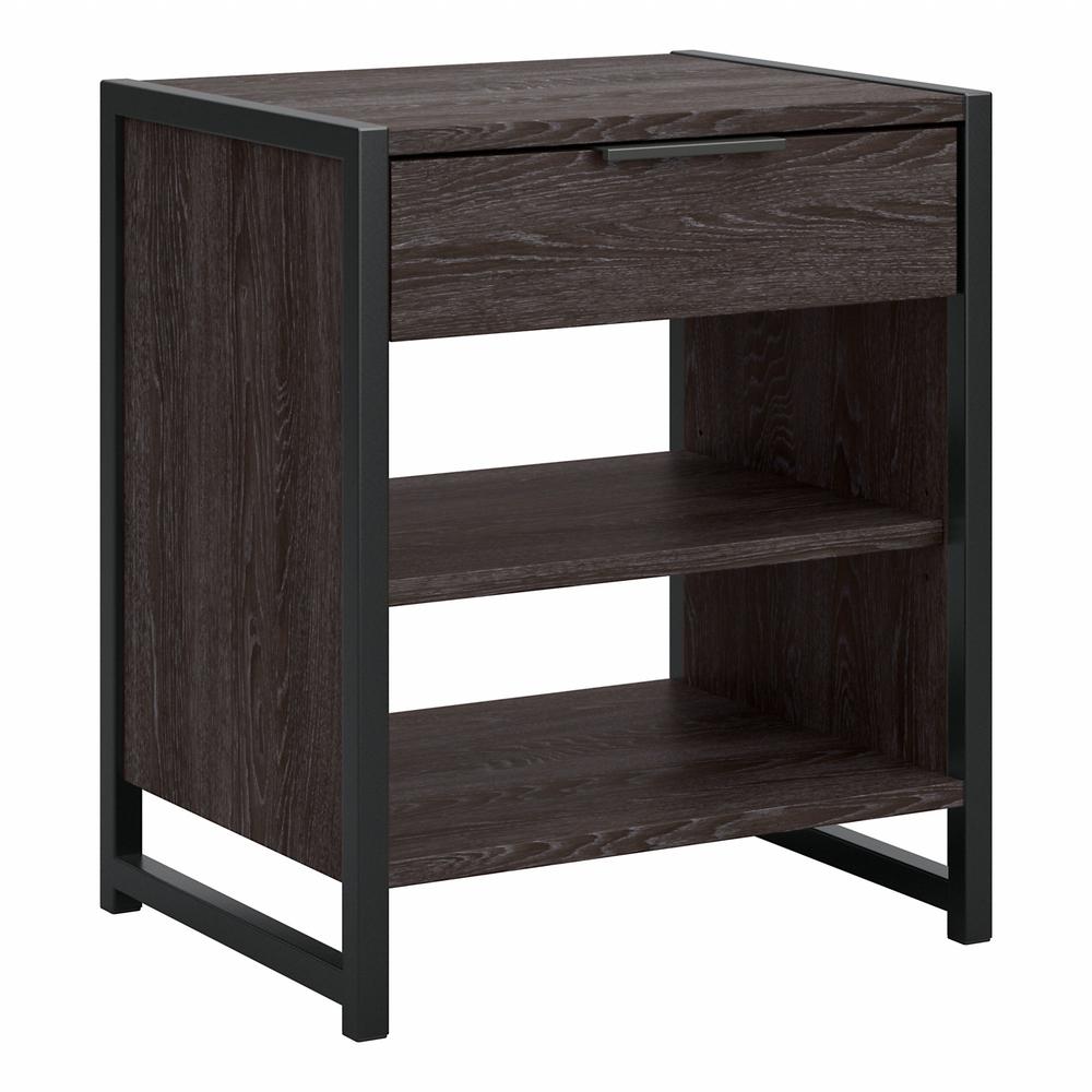 kathy ireland® Home by Bush Furniture Atria Small End Table with Drawer and Shelves in Charcoal Gray. The main picture.