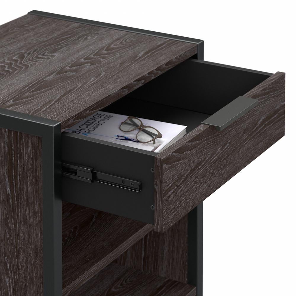 kathy ireland® Home by Bush Furniture Atria Small End Table with Drawer and Shelves in Charcoal Gray. Picture 4