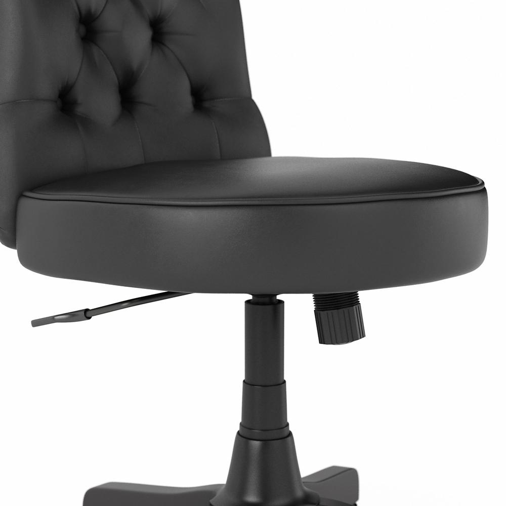 Mid Back Tufted Office Chair Black Leather. Picture 5