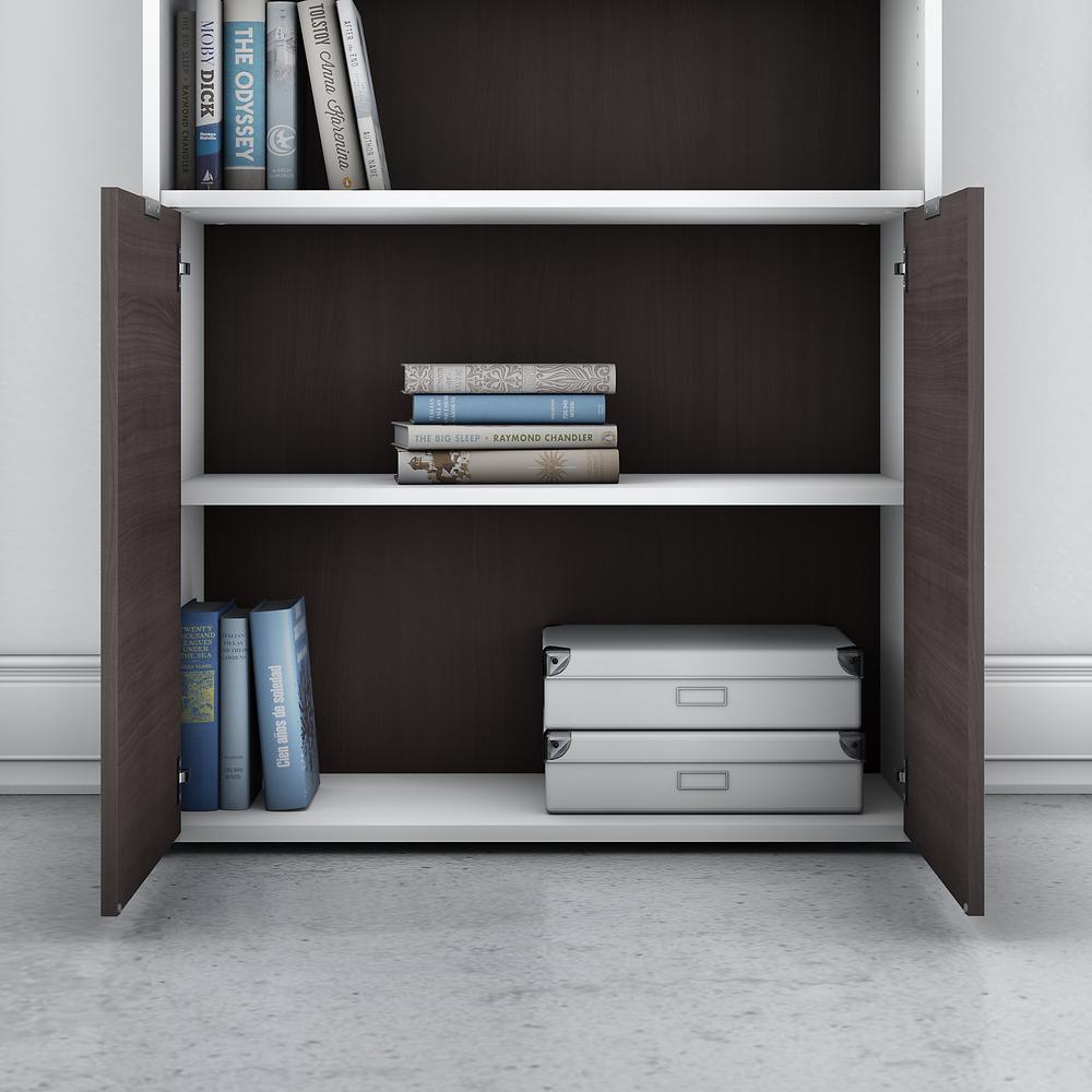 Bush Business Furniture Jamestown 5 Shelf Bookcase with Doors, Storm Gray/White. Picture 4