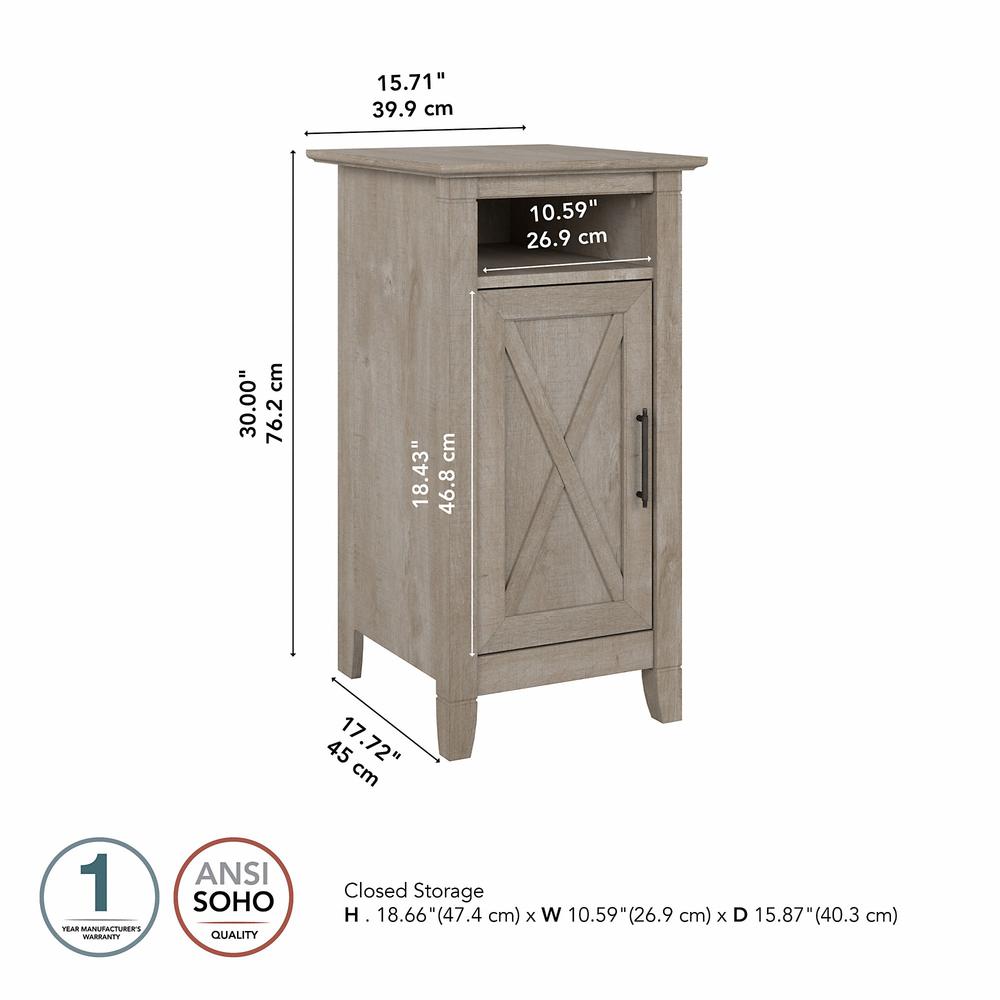 Bush Furniture Key West Nightstand with Door in Washed Gray. Picture 2