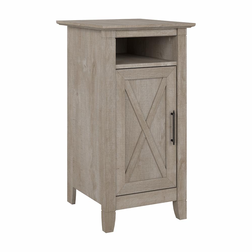 Bush Furniture Key West Nightstand with Door in Washed Gray. Picture 1