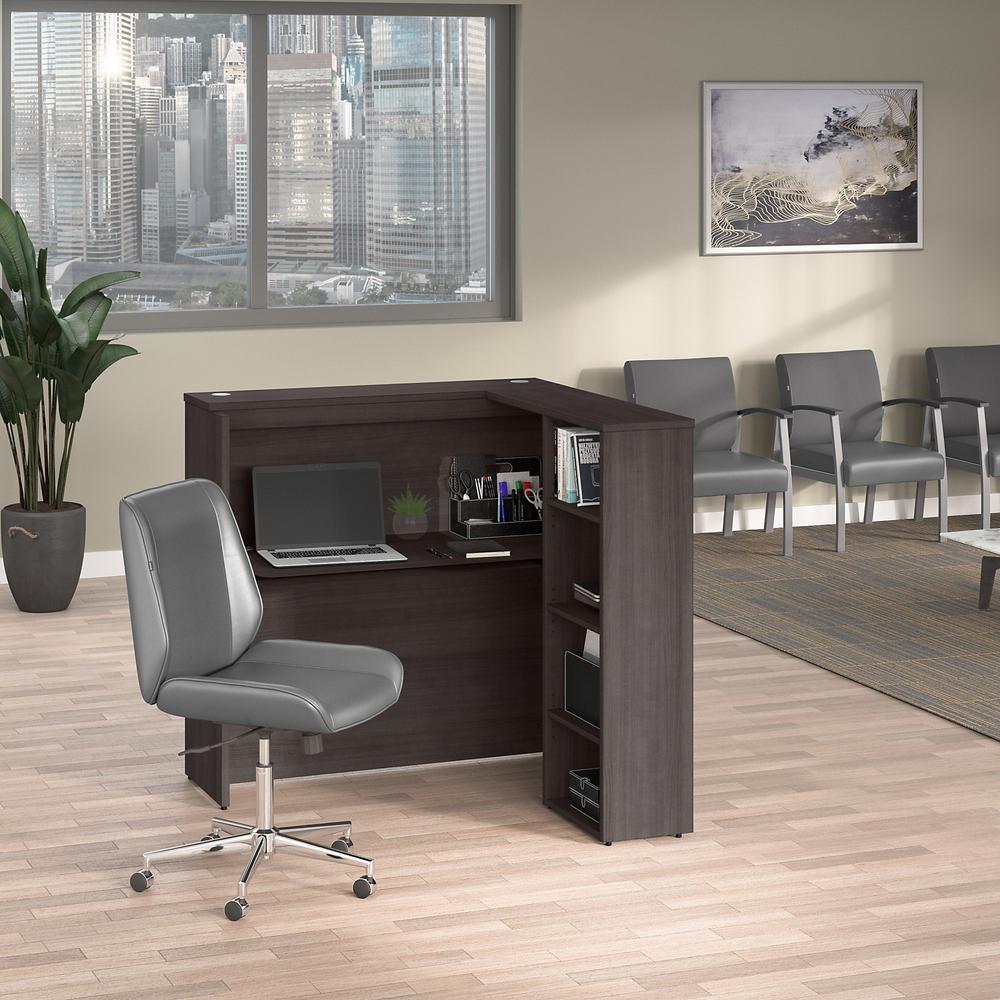Bush Business Furniture Studio C 48W Reception Desk with Shelves - Storm Gray. Picture 2