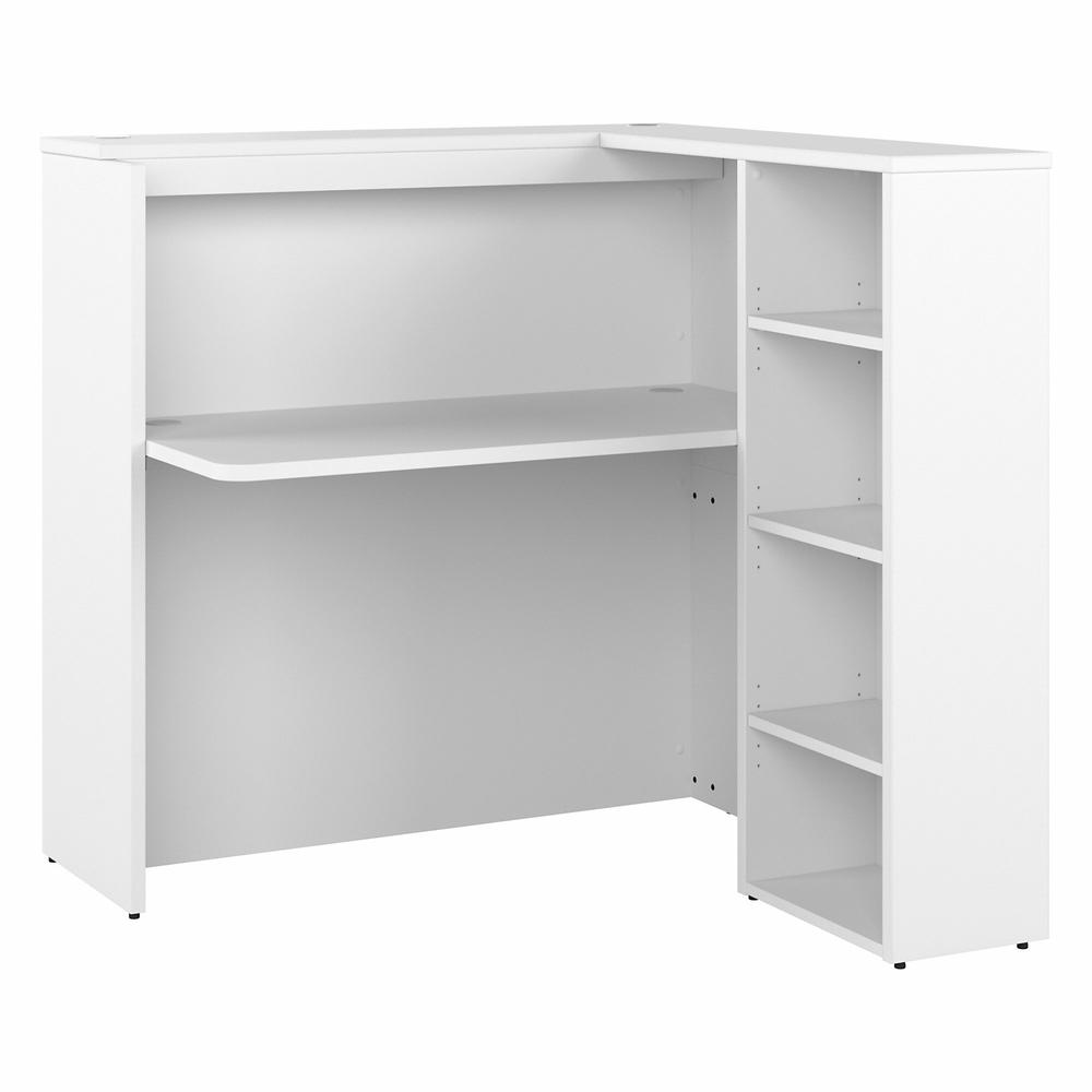 Bush Business Furniture Studio C 48W Reception Desk with Shelves in White. Picture 1