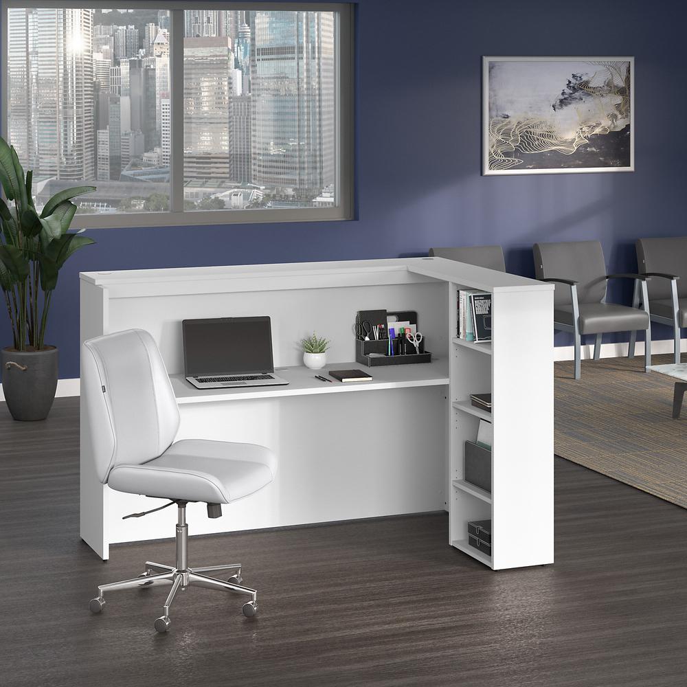 Bush Business Furniture Studio C 72W Reception Desk with Shelves in White. Picture 7