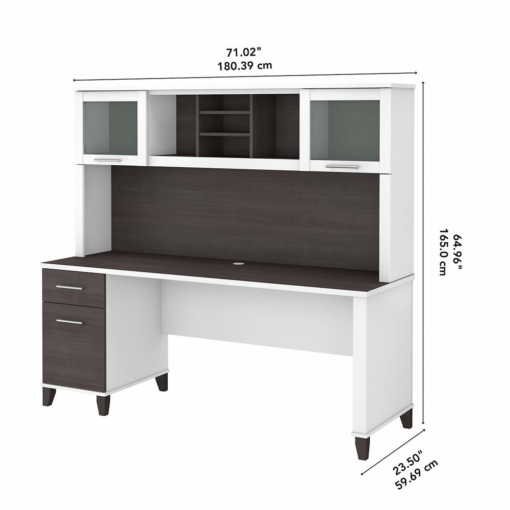 Bush Furniture Somerset 72W Office Desk with Drawers and Hutch, Storm Gray/White. Picture 5