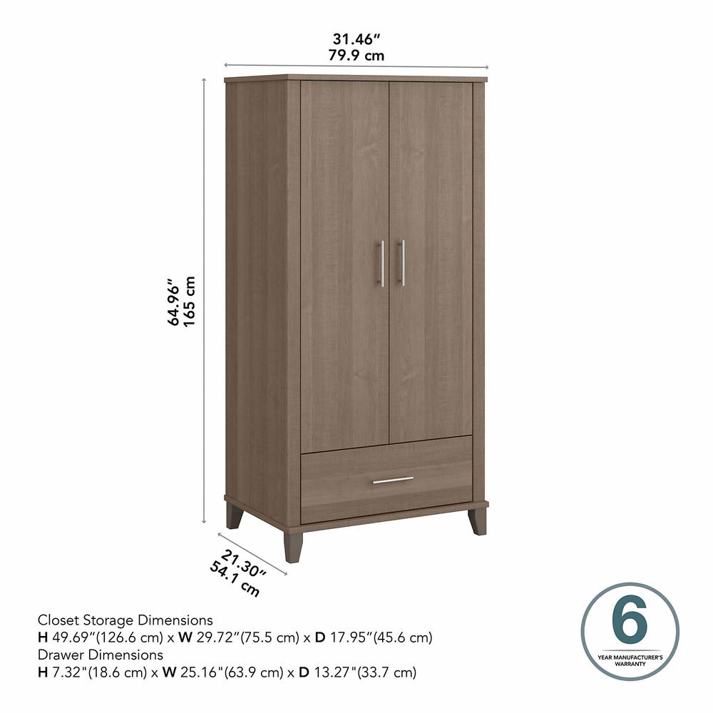 Bush Furniture Somerset Tall Kitchen Pantry Cabinet with Doors and Drawer, Ash Gray. Picture 13