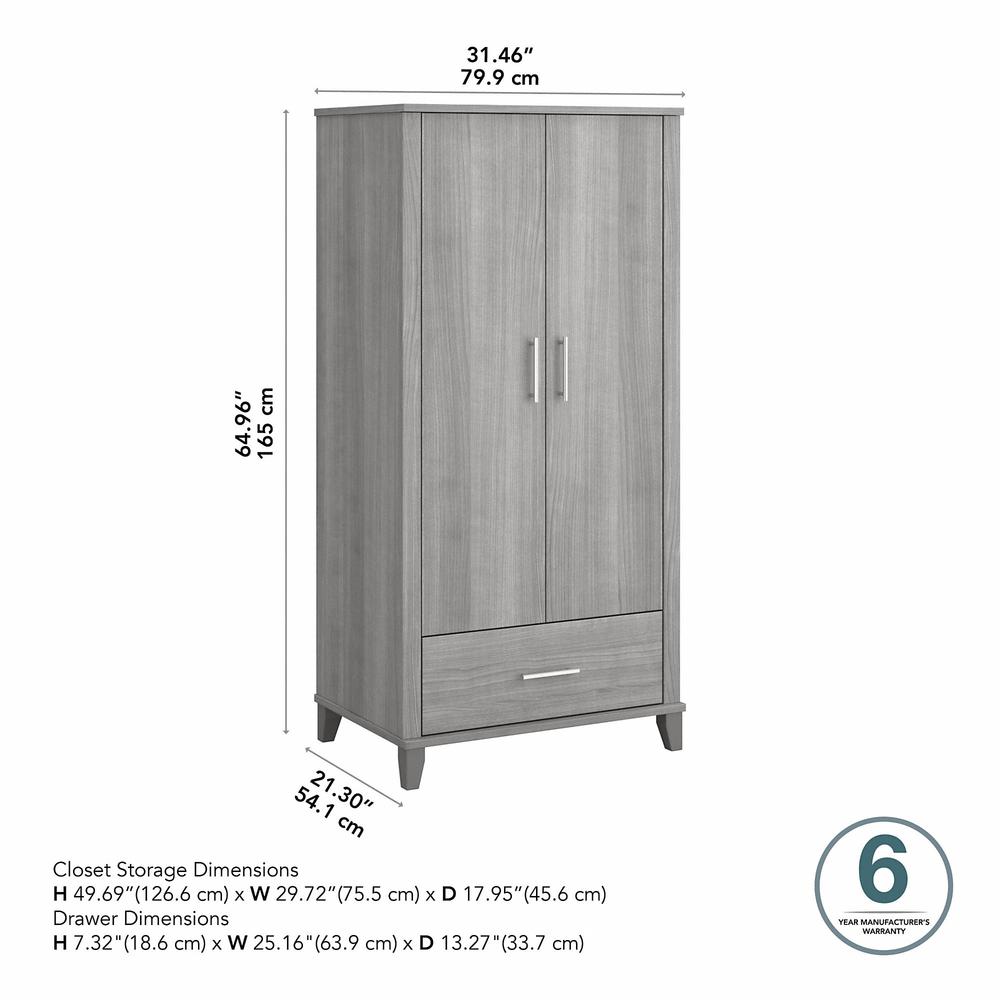 Bush Furniture Somerset Tall Kitchen Pantry Cabinet with Doors and Drawer, Platinum Gray. Picture 13