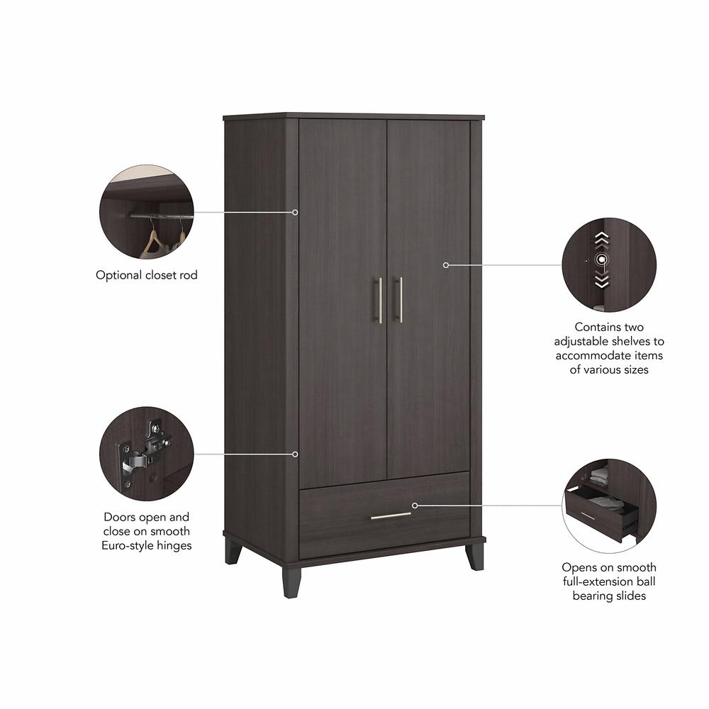 Bush Furniture Somerset Tall Kitchen Pantry Cabinet with Doors and Drawer, Storm Gray. Picture 10