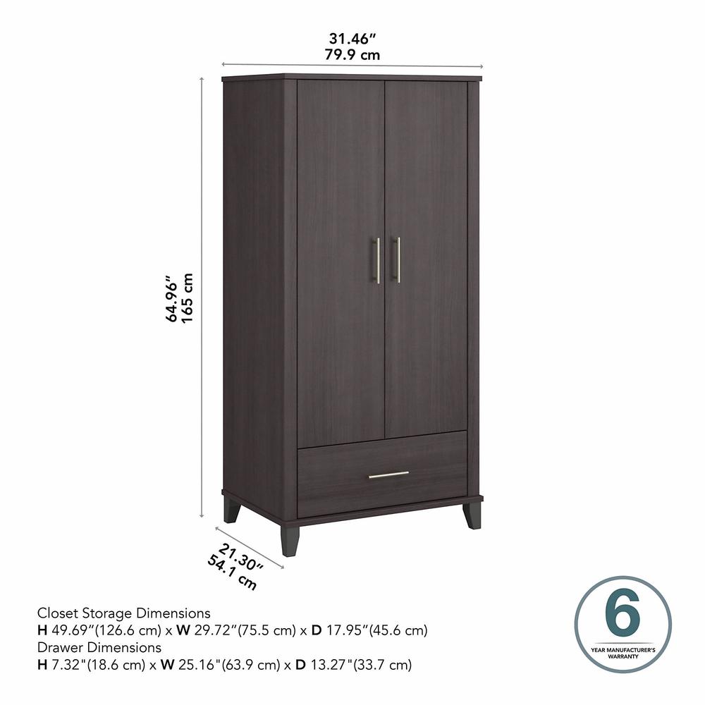 Bush Furniture Somerset Tall Kitchen Pantry Cabinet with Doors and Drawer, Storm Gray. Picture 12