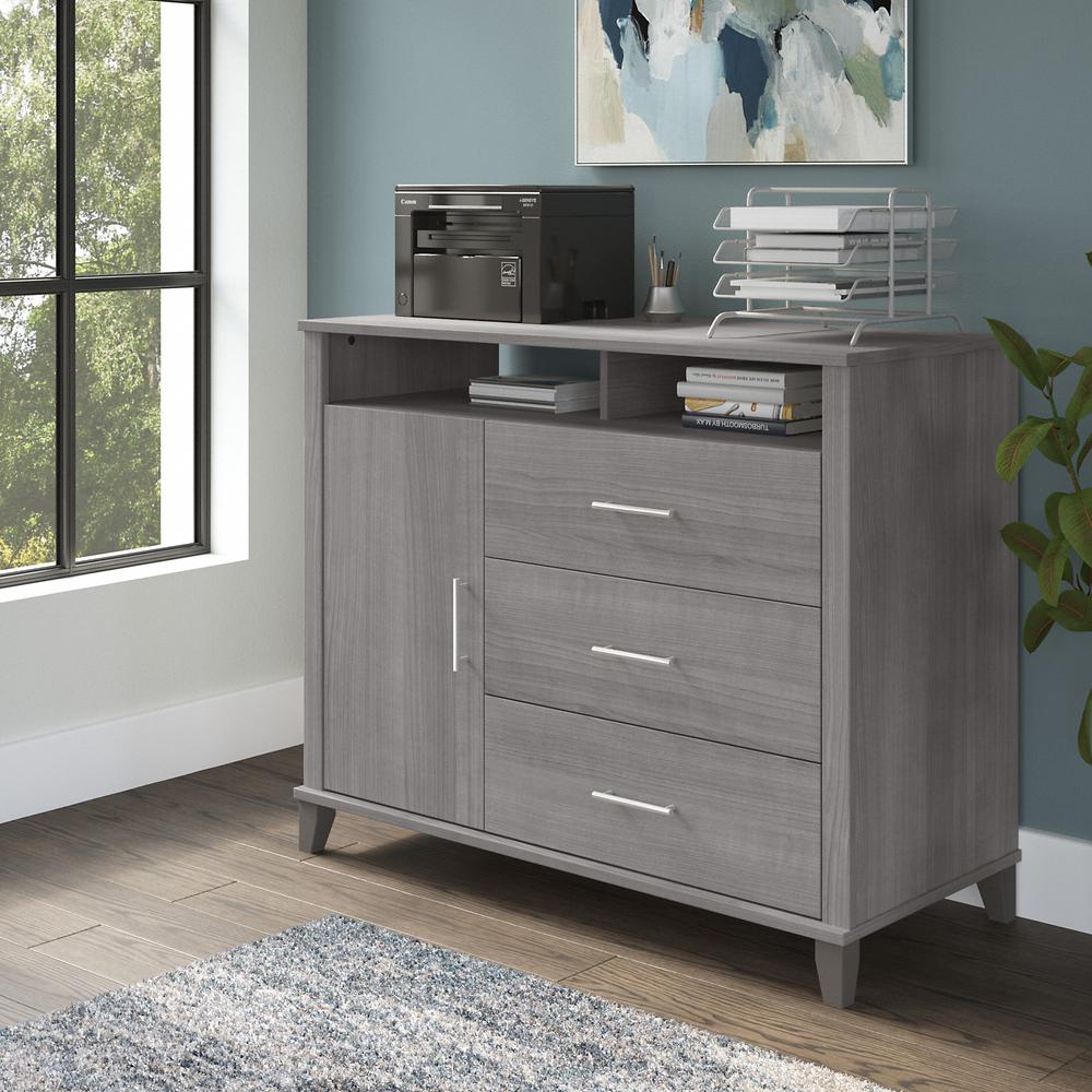 Bush Furniture Somerset Tall TV Stand with Storage, Platinum Gray. Picture 16