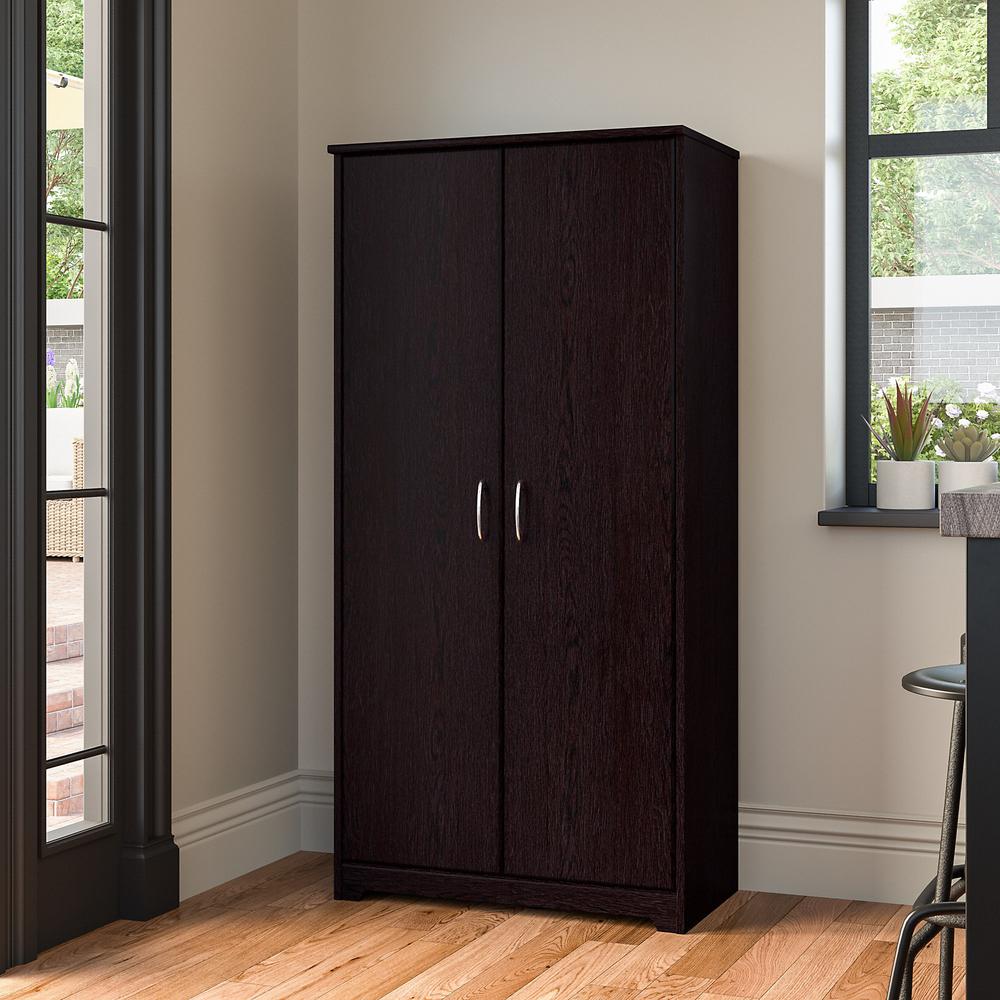 Bush Furniture Cabot Tall Kitchen Pantry Cabinet with Doors in Espresso Oak. Picture 3