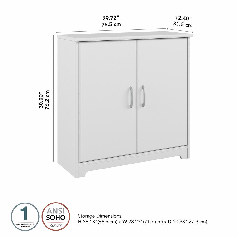 Bush Furniture Cabot Small Entryway Cabinet with Doors, White. Picture 8