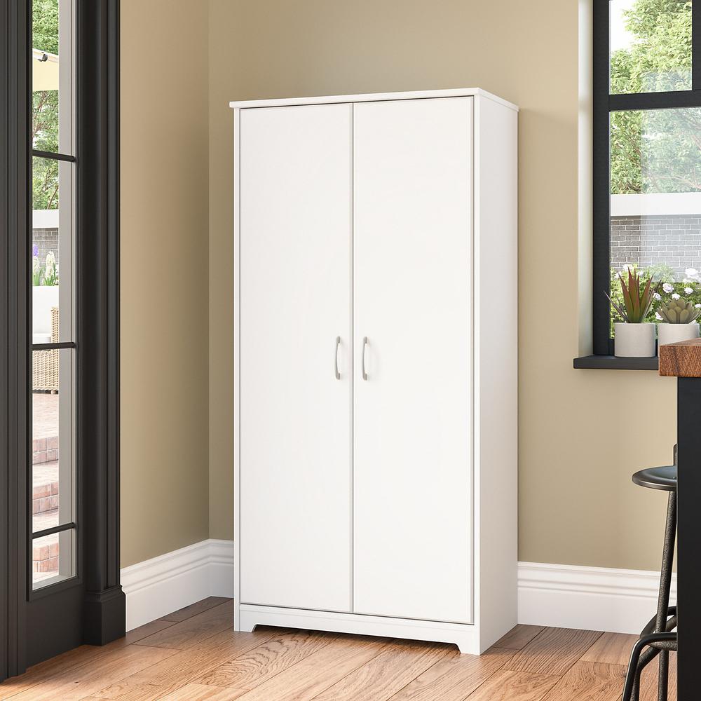 Bush Furniture Cabot Tall Kitchen Pantry Cabinet with Doors, White. Picture 3