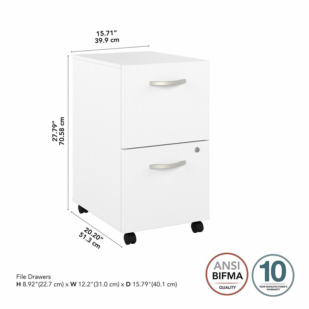 Bush Business Furniture Hybrid 2 Drawer Mobile File Cabinet - Assembled - White. Picture 5