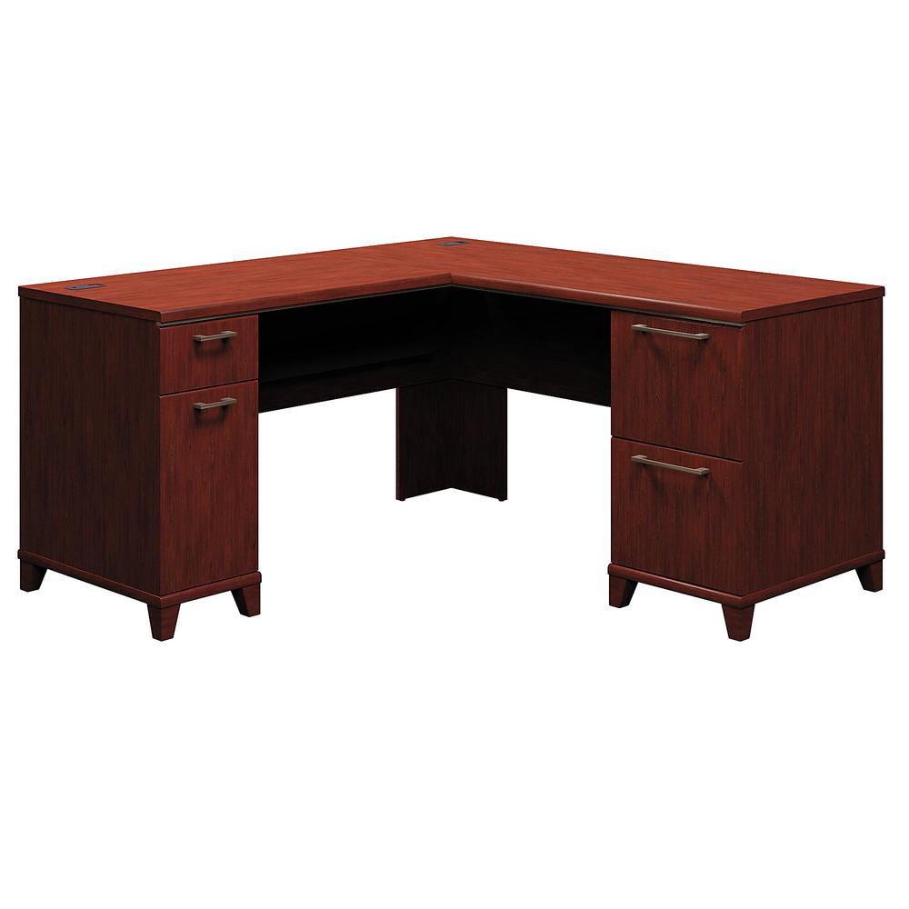 Bush Business Furniture Enterprise 60W x 60D L Shaped Office Desk with Drawers, Harvest Cherry. The main picture.