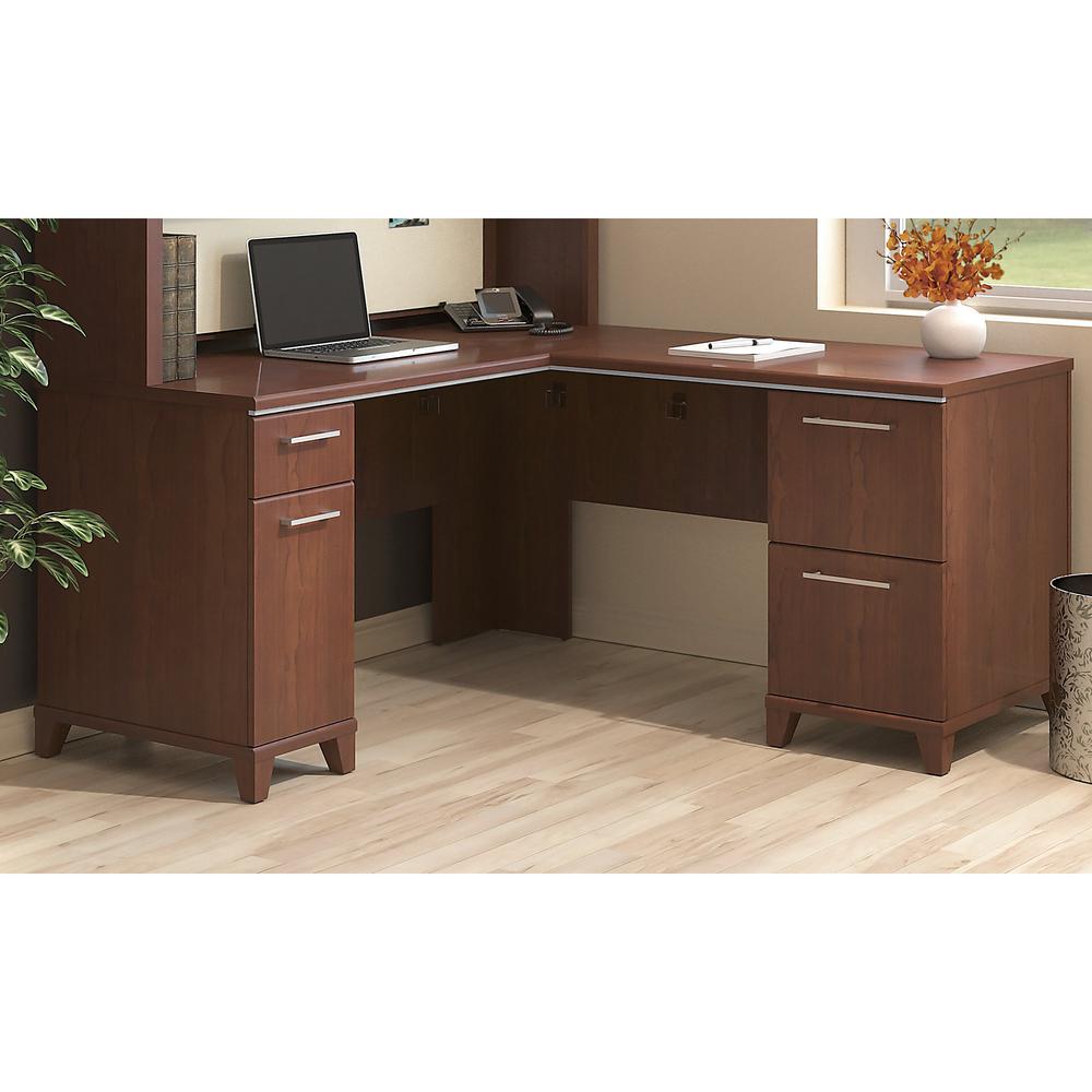 Bush Business Furniture Enterprise 60W x 60D L Shaped Office Desk with Drawers, Harvest Cherry. Picture 2