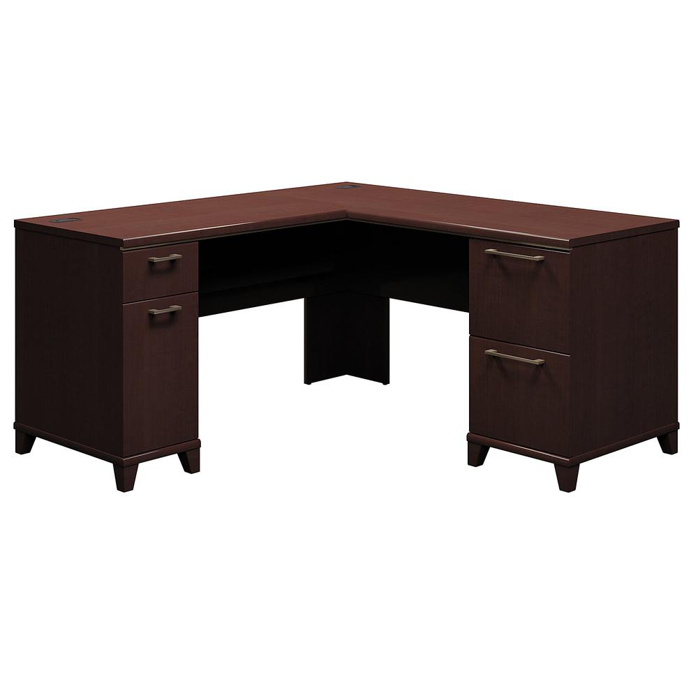 Bush Business Furniture Enterprise 60W x 60D L Shaped Office Desk with Drawers, Mocha Cherry. Picture 1