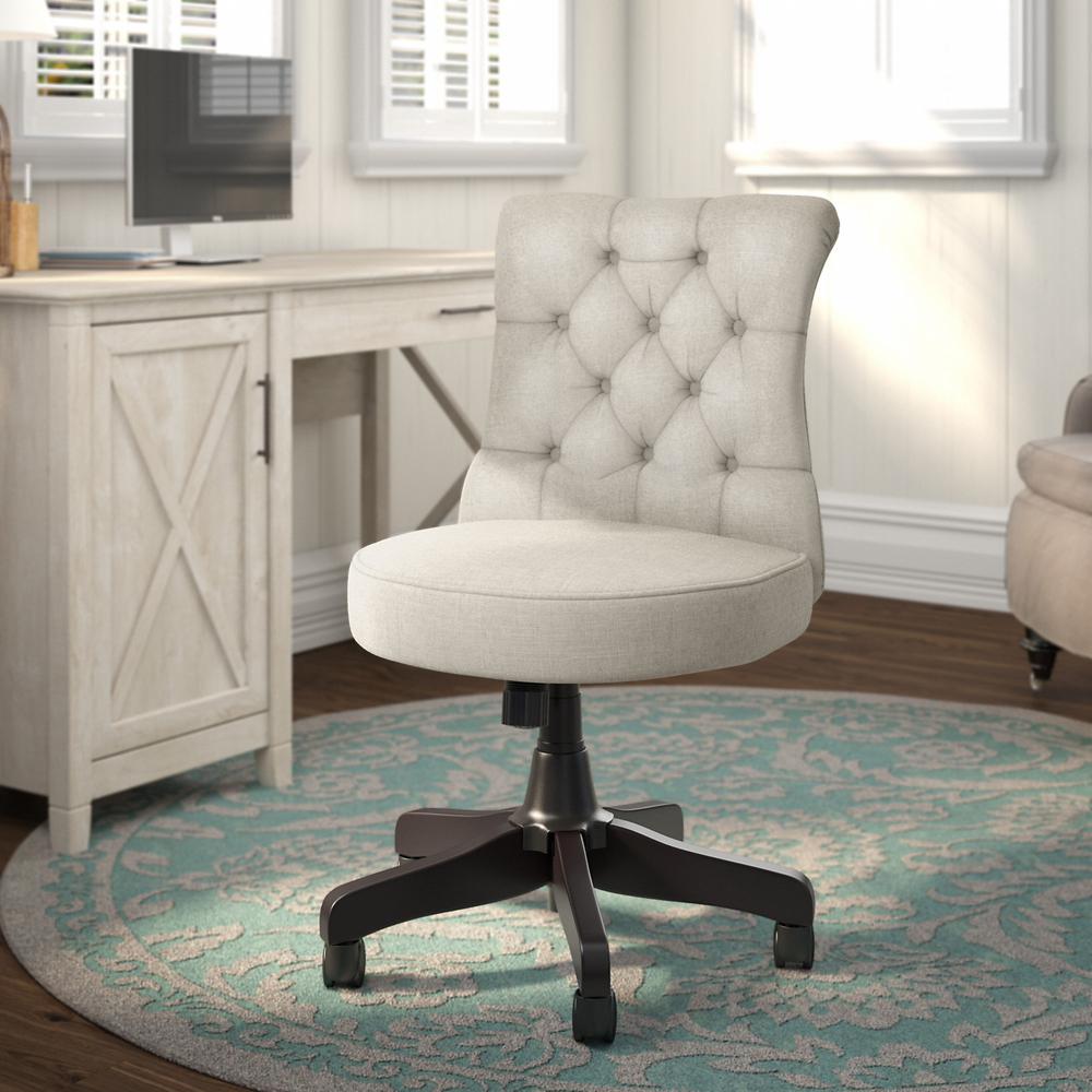 Bush Furniture Saratoga Mid Back Tufted Office Chair Cream Fabric. Picture 2