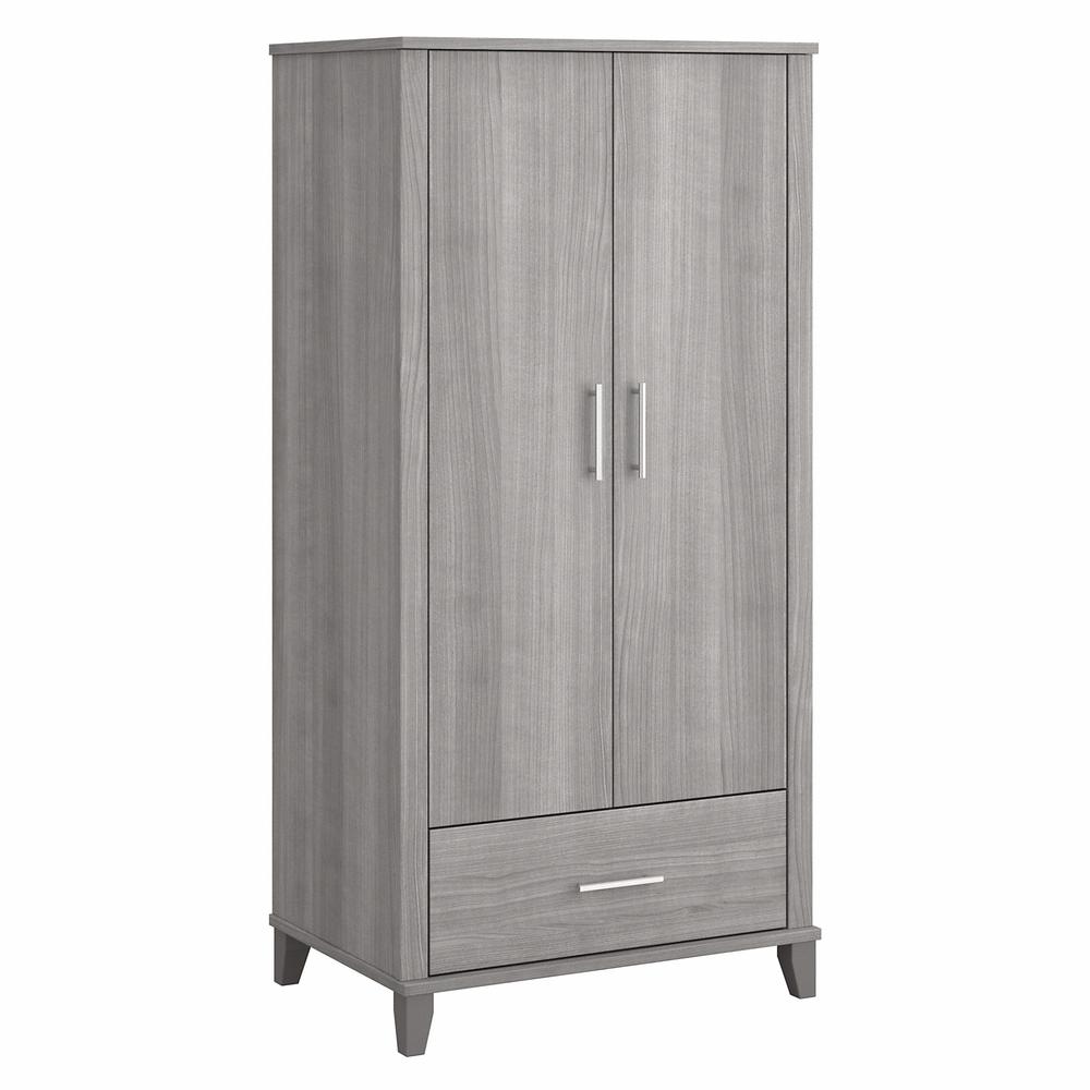 Bush Furniture Somerset Tall Storage Cabinet with Doors and Drawer, Platinum Gray. Picture 1