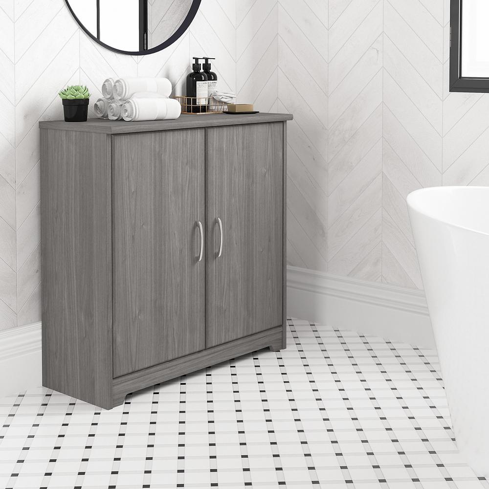 Bush Furniture Cabot Small Bathroom Storage Cabinet with Doors, Modern Gray. Picture 2