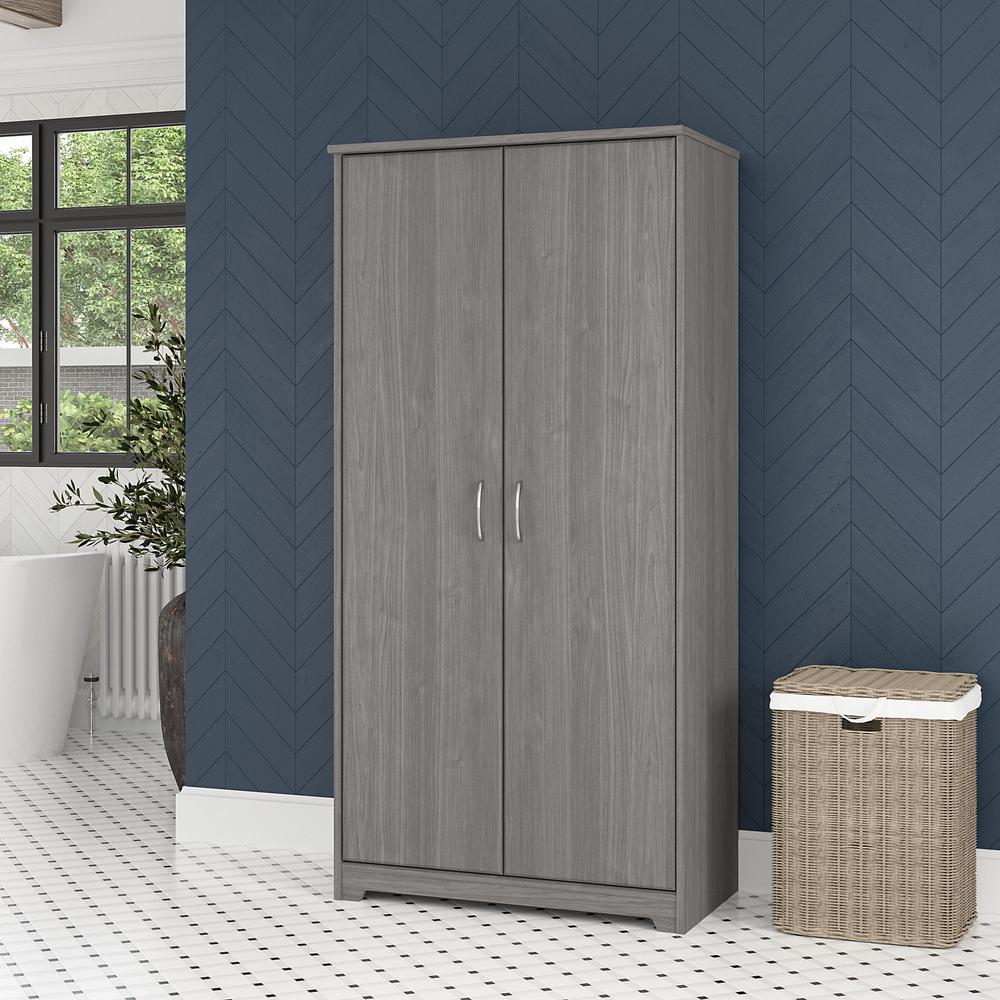 Bush Furniture Cabot Tall Bathroom Storage Cabinet with Doors, Modern Gray. Picture 2