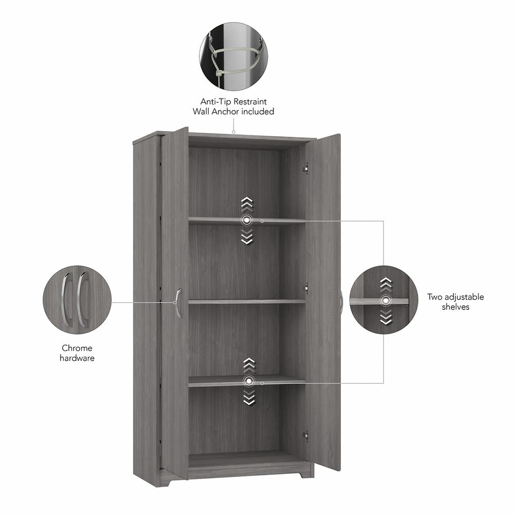 Bush Furniture Cabot Tall Bathroom Storage Cabinet with Doors, Modern Gray. Picture 3
