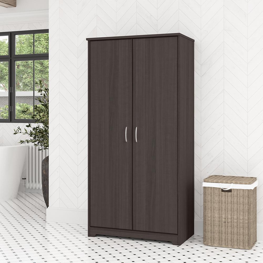 Bush Furniture Cabot Tall Bathroom Storage Cabinet with Doors, Heather Gray. Picture 2