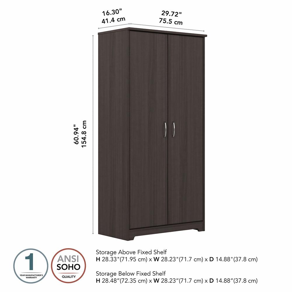 Bush Furniture Cabot Tall Bathroom Storage Cabinet with Doors, Heather Gray. Picture 5