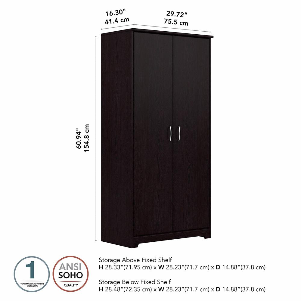 Bush Furniture Cabot Tall Bathroom Storage Cabinet with Doors in Espresso Oak. Picture 5