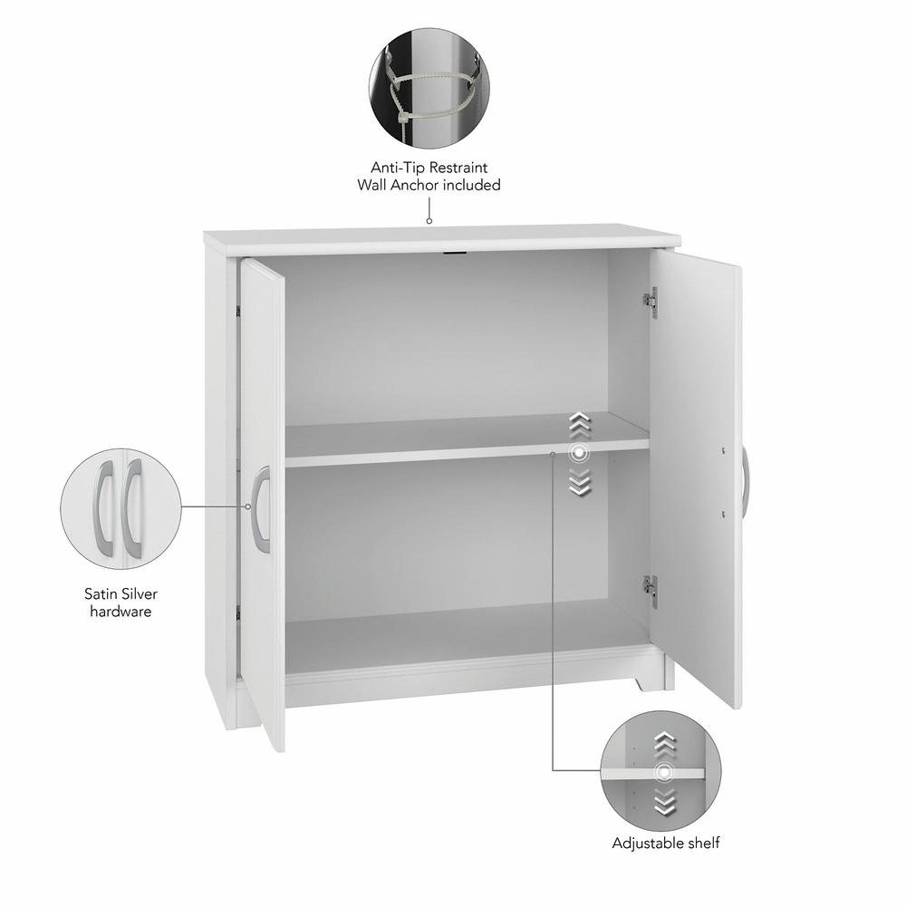 Bush Furniture Cabot Small Bathroom Storage Cabinet with Doors, White. Picture 3