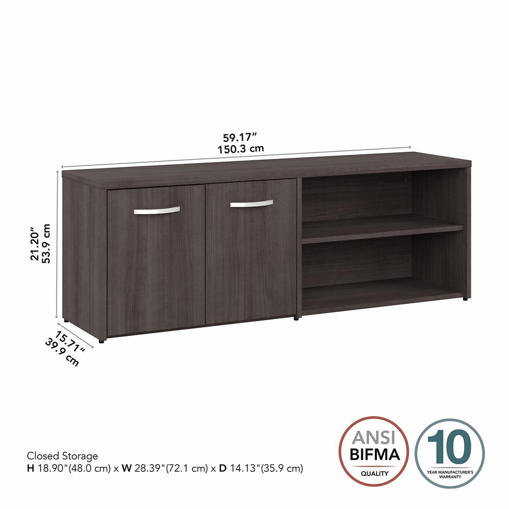 Bush Business Furniture Hybrid Low Storage Cabinet with Doors and Shelves - Storm Gray/Storm Gray. Picture 5