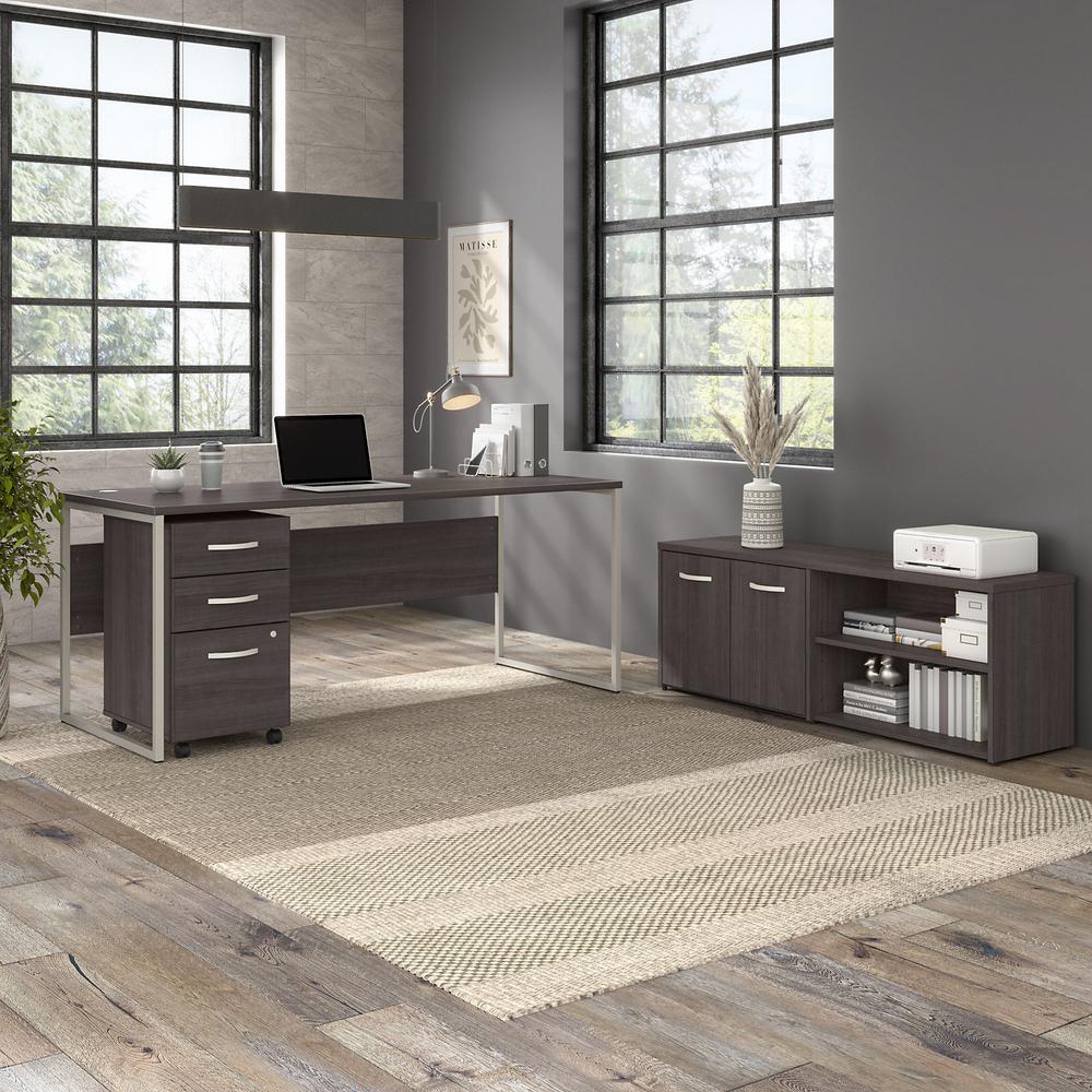 Bush Business Furniture Hybrid 72W x 30D Computer Table Desk with Storage and Mobile File Cabinet - Storm Gray/Storm Gray. Picture 2
