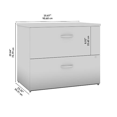 2 Drawer Lateral File Cabinet in Pure White. Picture 6
