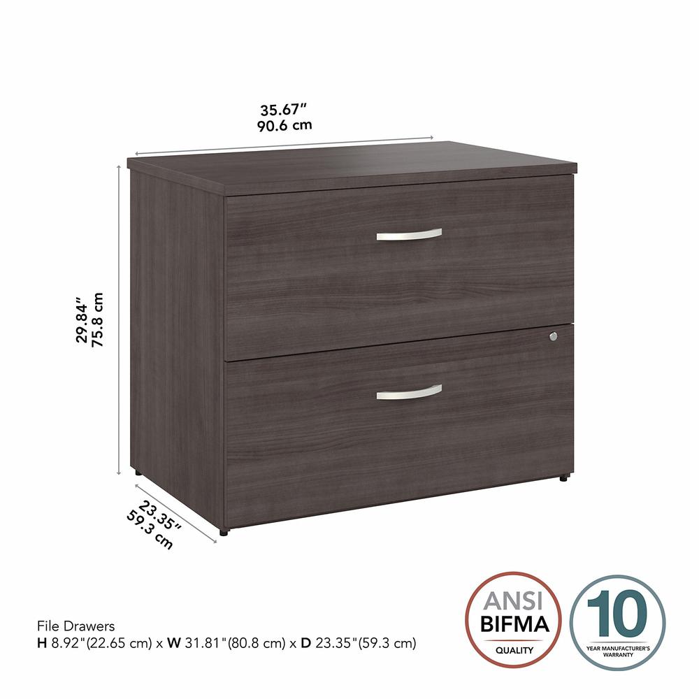 Bush Business Furniture Hybrid 2 Drawer Lateral File Cabinet - Assembled - Storm Gray. Picture 5