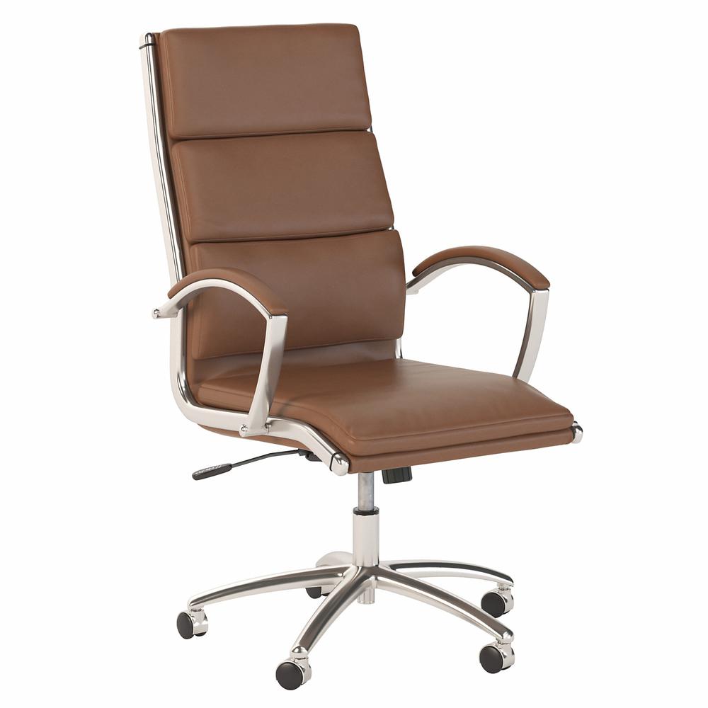 High Back Leather Executive Office Chair - Saddle Leather. Picture 1