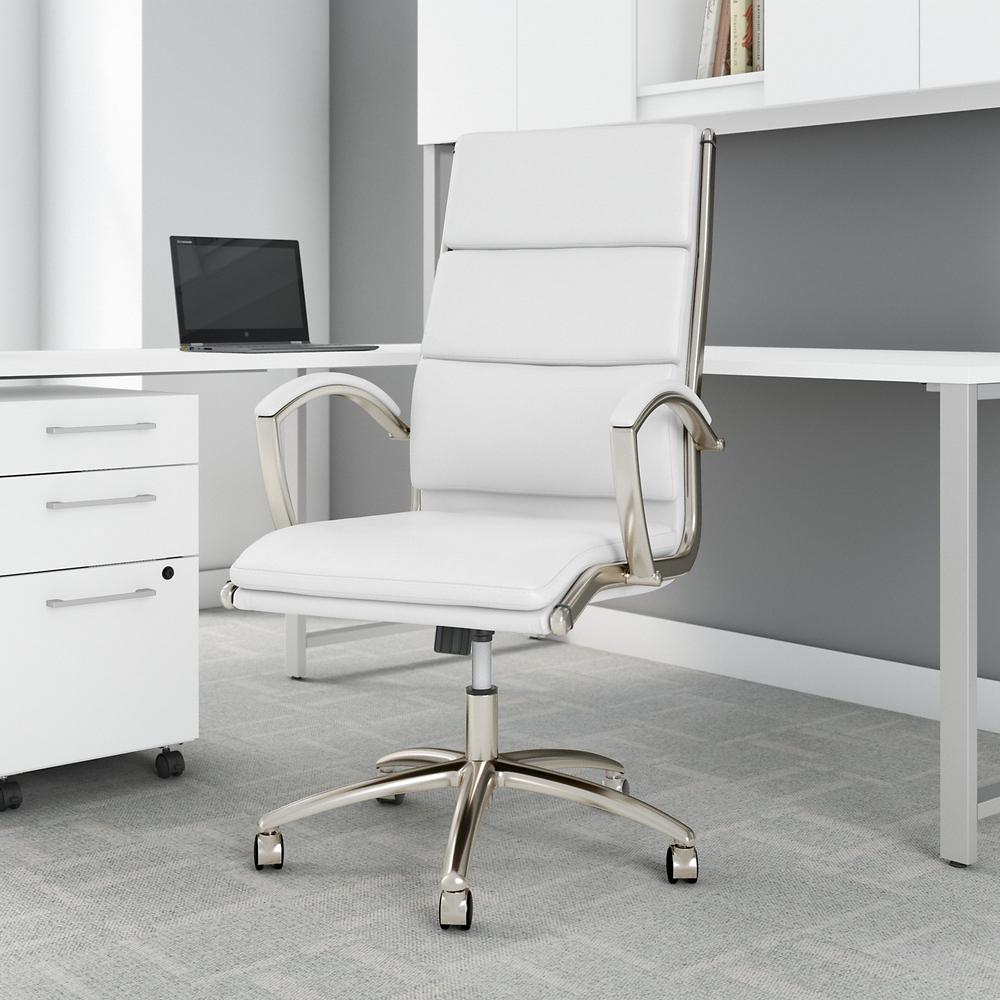 Echo High Back Leather Executive Desk Chair in White. Picture 2