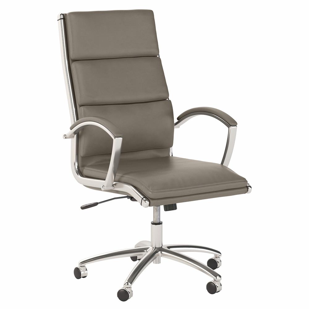 Studio C High Back Leather Executive Office Chair Washed Gray Leather. Picture 1