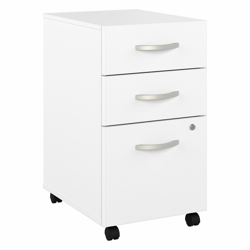 Bush Business Furniture Hybrid 3 Drawer Mobile File Cabinet - Assembled - White. Picture 1