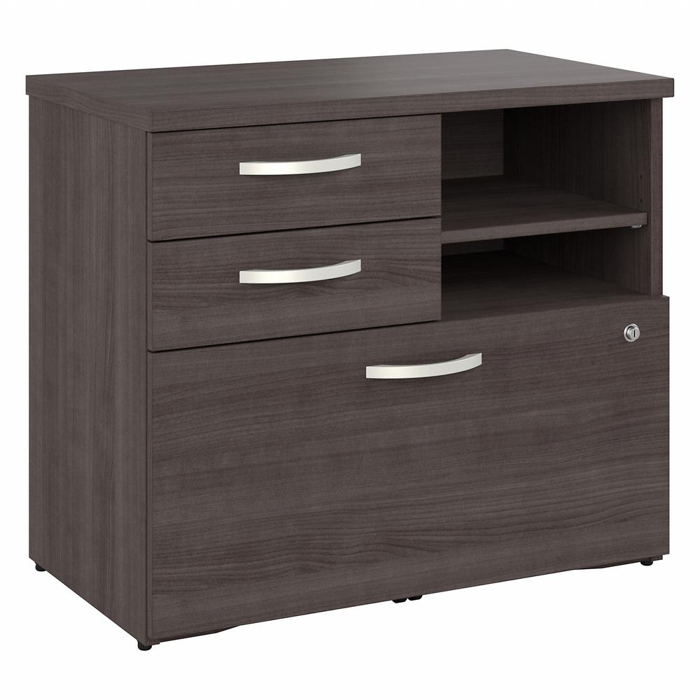 Bush Business Furniture Hybrid Office Storage Cabinet with Drawers and Shelves - Storm Gray. Picture 1