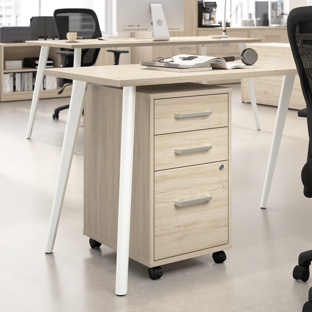 Vista 3 Drawer Mobile File Cabinet in Natural Elm. Picture 7