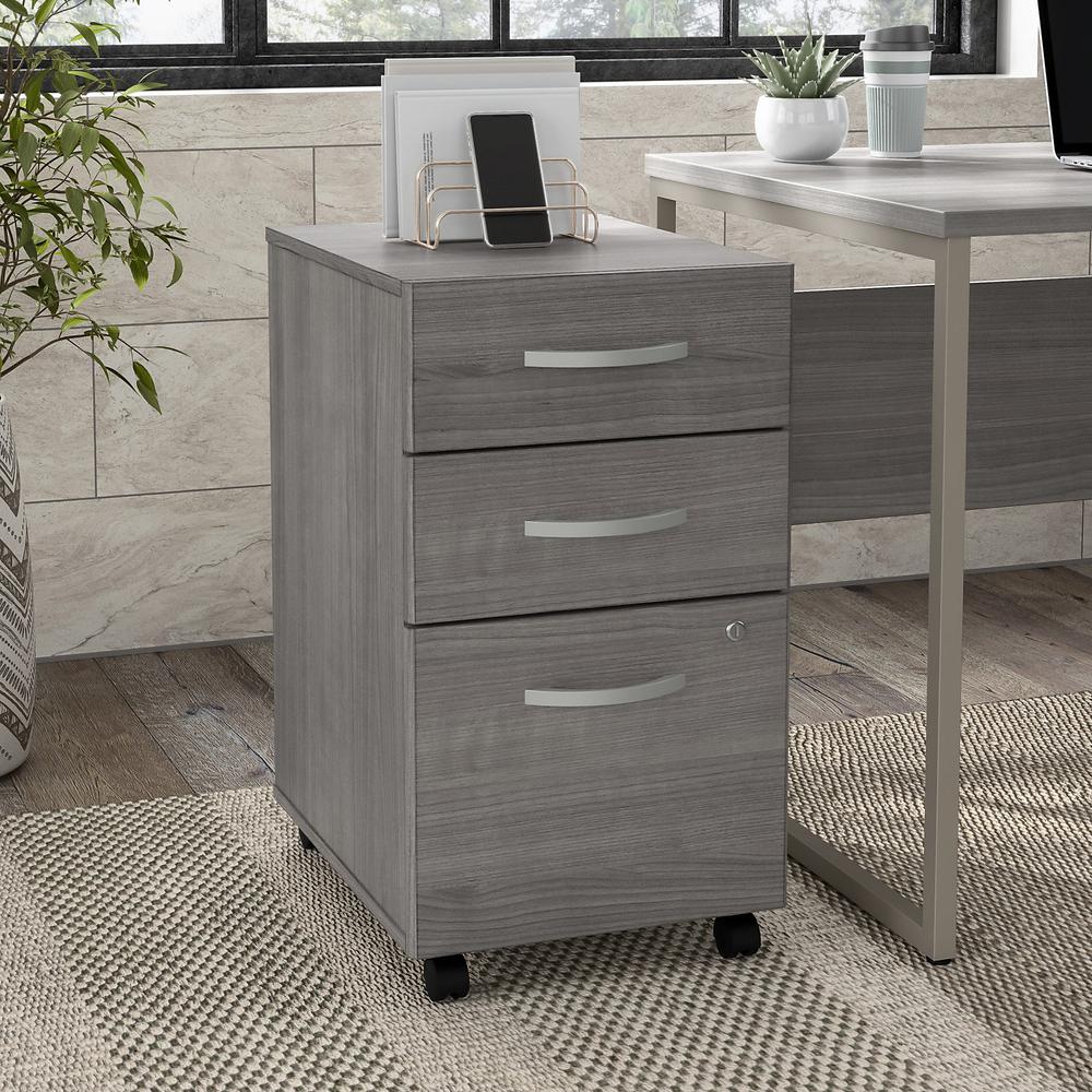Bush Business Furniture Hybrid 3 Drawer Mobile File Cabinet - Assembled - Platinum Gray. Picture 2