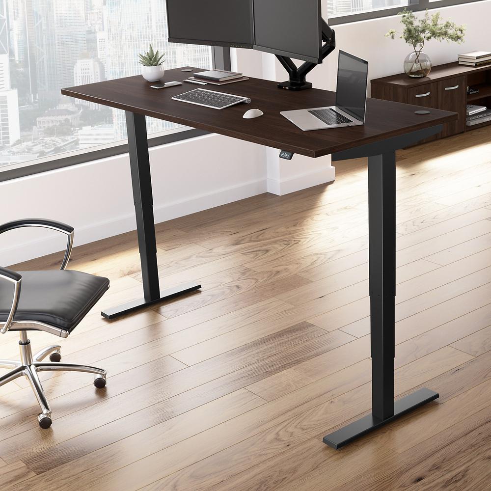 Move 40 Series by Bush Business Furniture 72W x 30D Electric Height Adjustable Standing Desk Black Walnut/Black Powder Coat. Picture 2