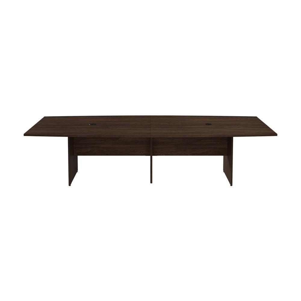 120W x 48D Boat Shaped Conference Table with Wood Base in Black Walnut. Picture 2