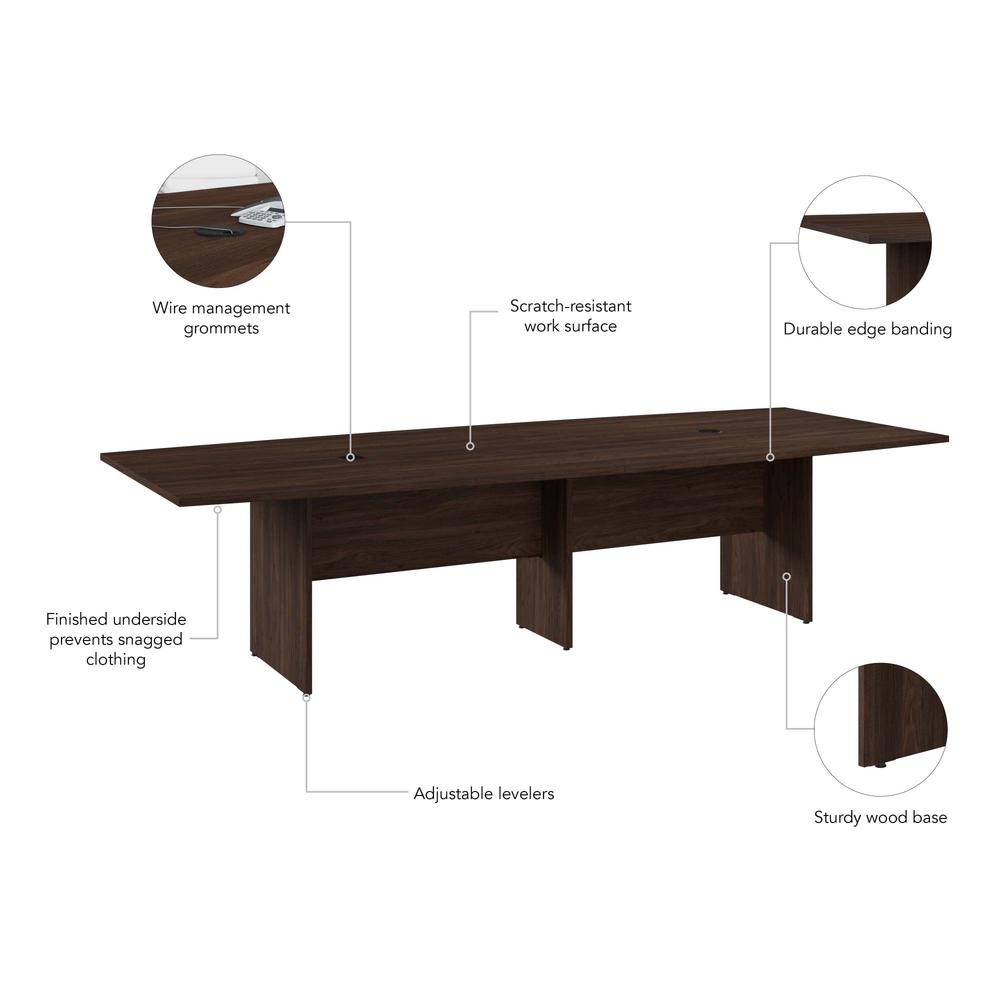 120W x 48D Boat Shaped Conference Table with Wood Base in Black Walnut. Picture 4