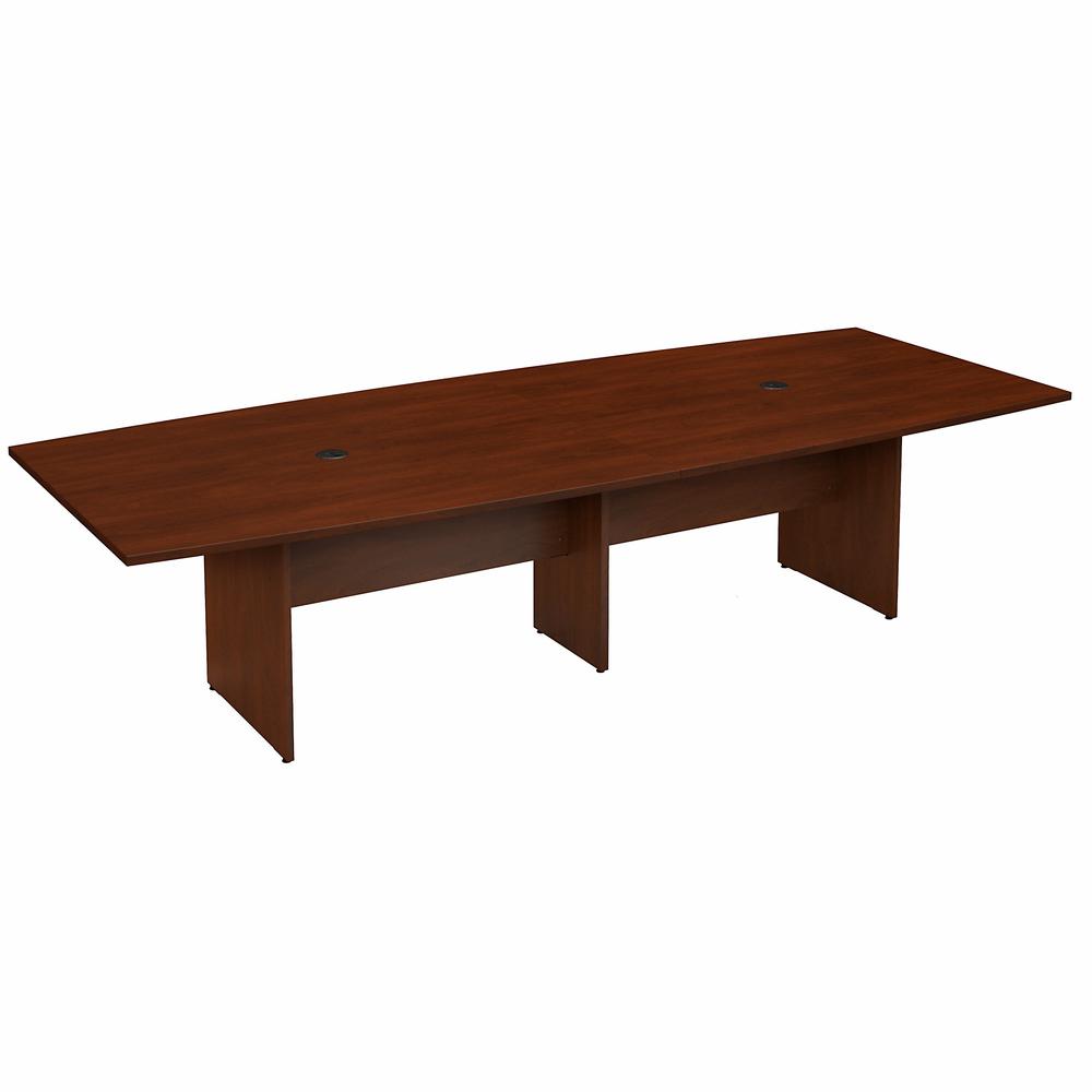 Bush Business Furniture 120W x 48D Boat Shaped Conference Table with Wood Base - Hansen Cherry. Picture 1