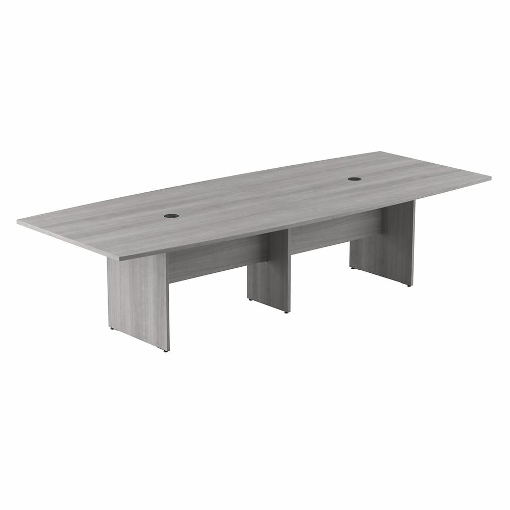 Bush Business Furniture 120W x 48D Boat Shaped Conference Table with Wood Base, Platinum Gray. Picture 1