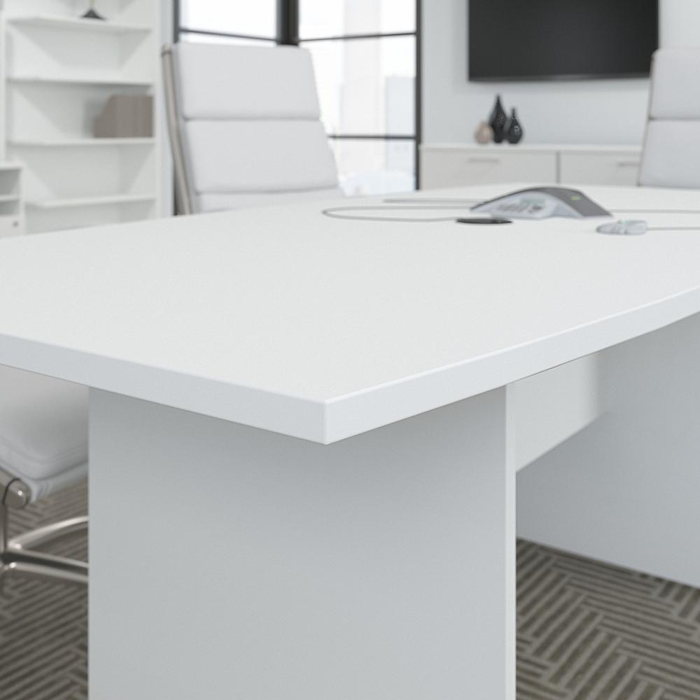 Bush Business Furniture 120W x 48D Boat Shaped Conference Table with Wood Base, White. Picture 5