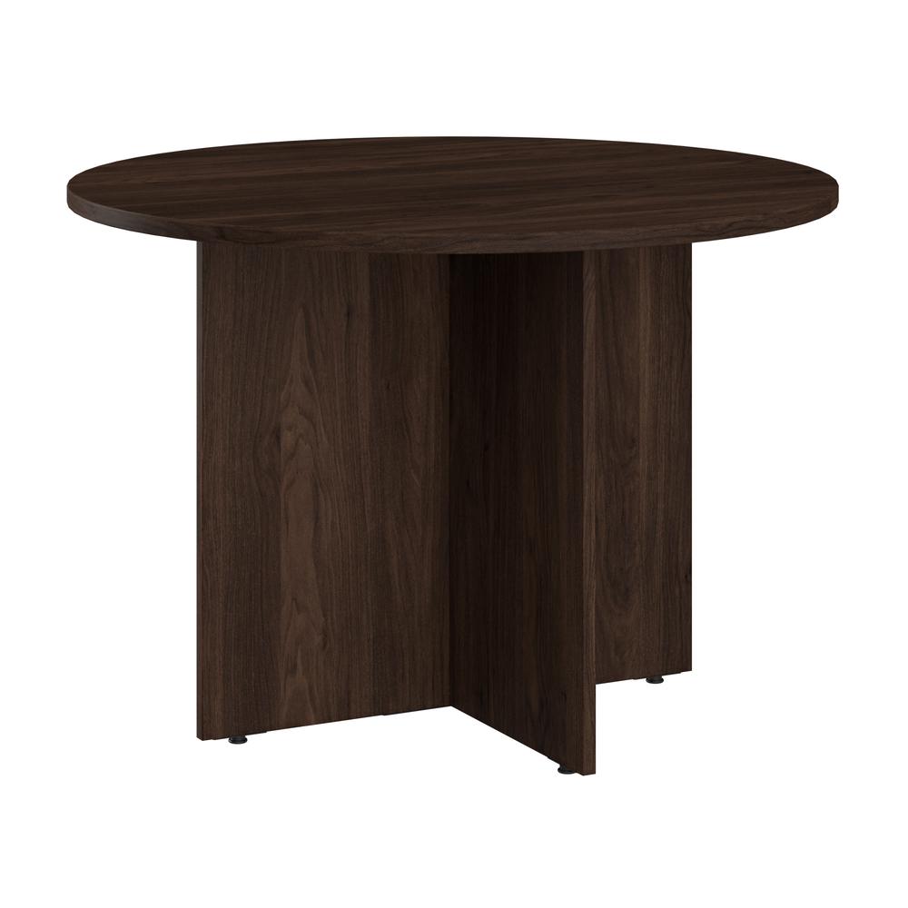 42W Round Conference Table with Wood Base in Black Walnut. Picture 1