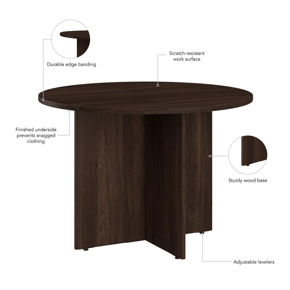 42W Round Conference Table with Wood Base in Black Walnut. Picture 4